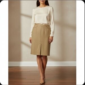 BCBGMAXAZRIA Gold Metallic Pencil Skirt Size 6 Lined Midi